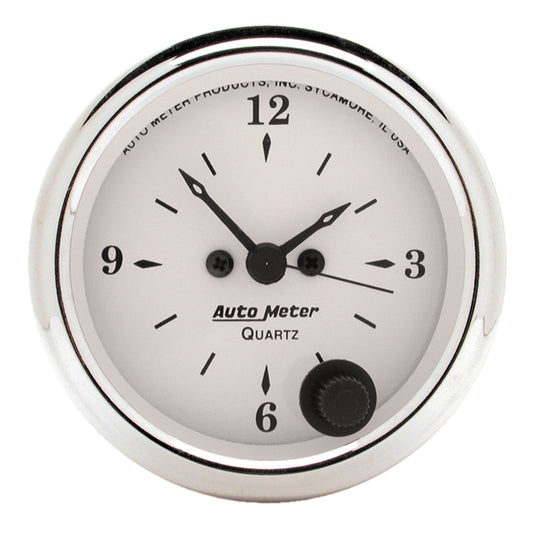 AutoMeter 2-1/16 in. CLOCK 12 HOUR OLD-TYME WHITE 1686
