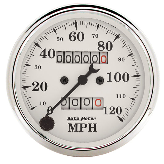 AutoMeter 3-1/8 in. SPEEDOMETER 0-120 MPH OLD-TYME WHITE 1693