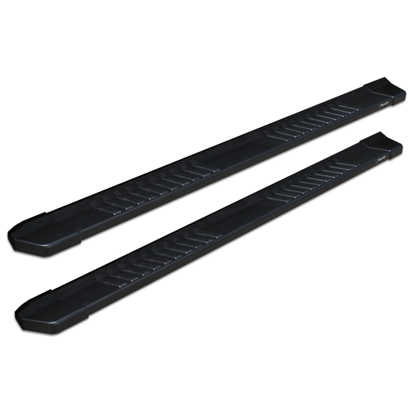 Raptor Series 6 in OEM Style Slide Track Running Boards Black Textured Aluminum 1704-0132BT