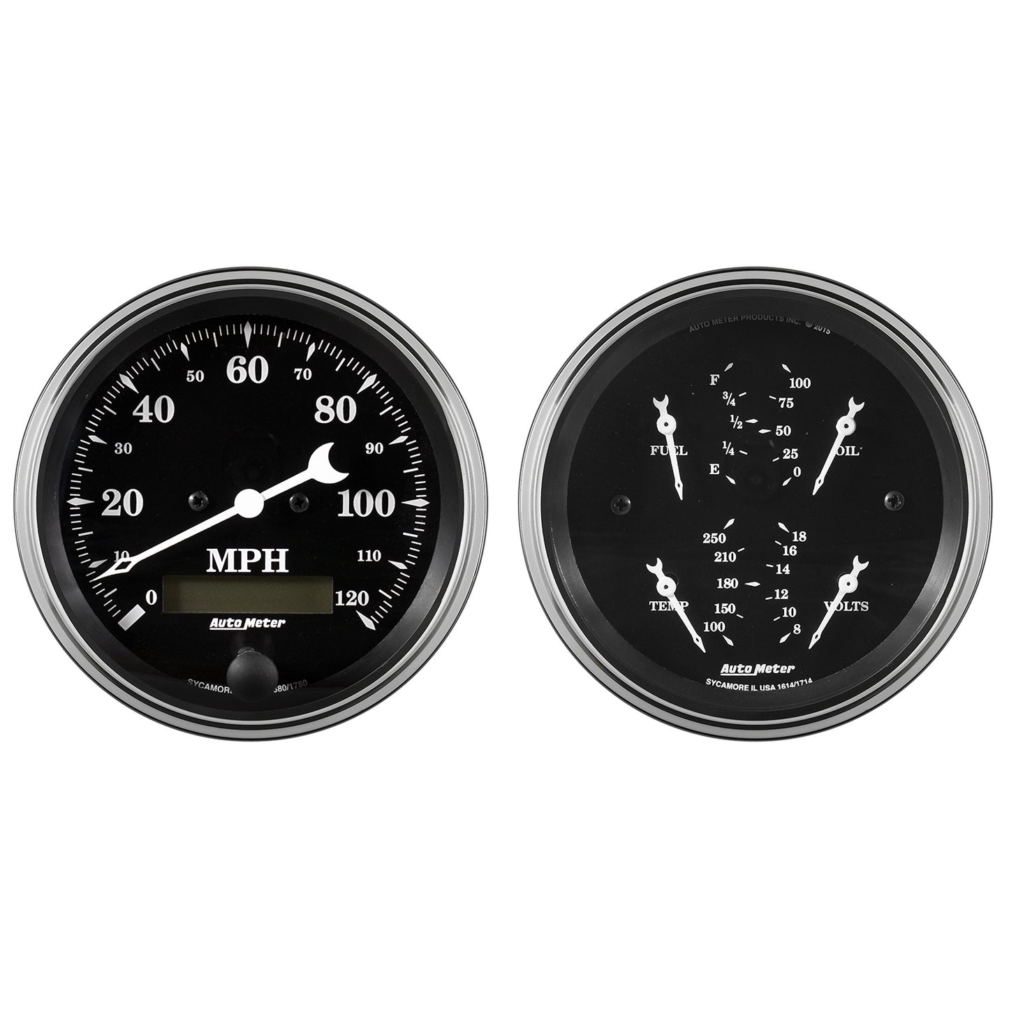 AutoMeter 2 PC. GAUGE KIT 3-3/8 in. QUAD & SPEEDOMETER 240-33 O OLD TYME BLACK 1700