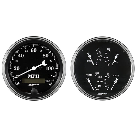 AutoMeter 2 PC. GAUGE KIT 5 in. QUAD & SPEEDOMETER 240-33 O OLD TYME BLACK 1703