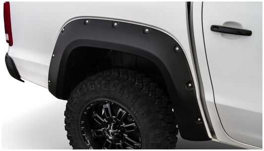 Bushwacker 171004-02 Black Pocket/Rivet Style Smooth Finish Rear Fender Flares For 2017-2022 Volkswagen Amarok; Fits 61.2 In. Bed