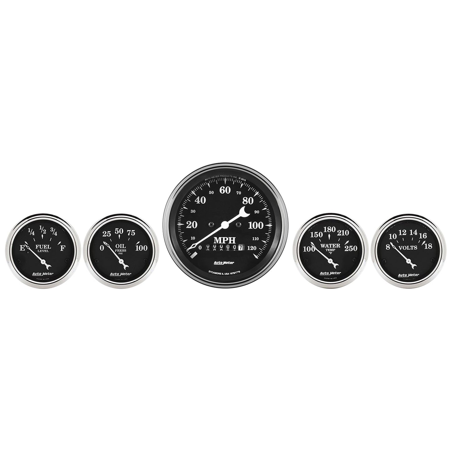 AutoMeter 5 PC. GAUGE KIT 3-3/8 in. & 2-1/16 in. ELEC. SPEEDOMETER OLD TYME BLACK 1740