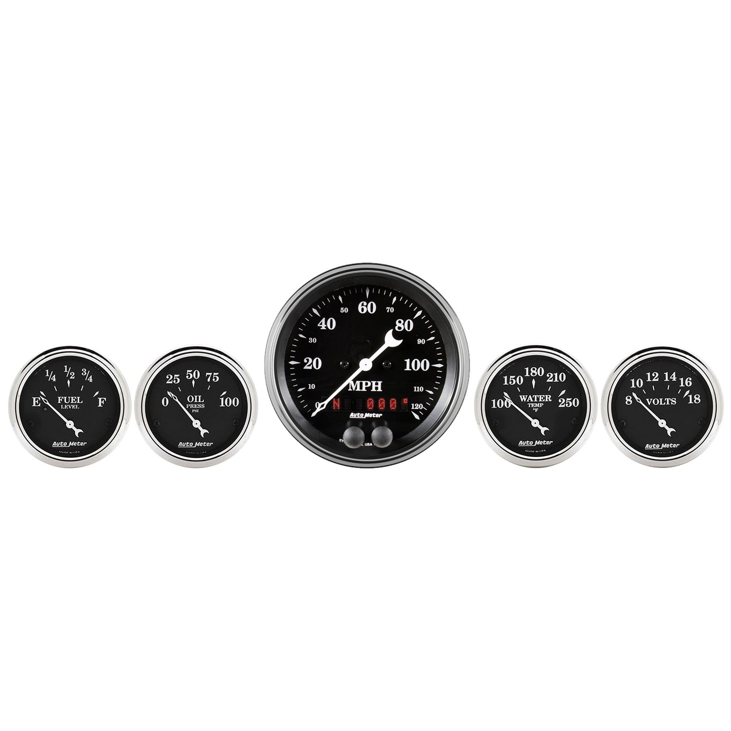 AutoMeter 5 PC. GAUGE KIT 3-3/8 in. & 2-1/16 in. GPS SPEEDOMETER OLD TYME BLACK 1750