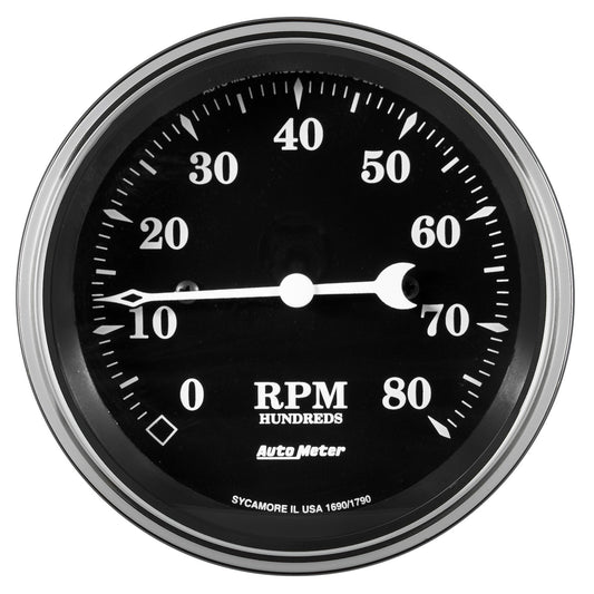 AutoMeter 3-3/8 in. TACHOMETER 8K RPM IN-DASH OLD TYME BLACK 1790