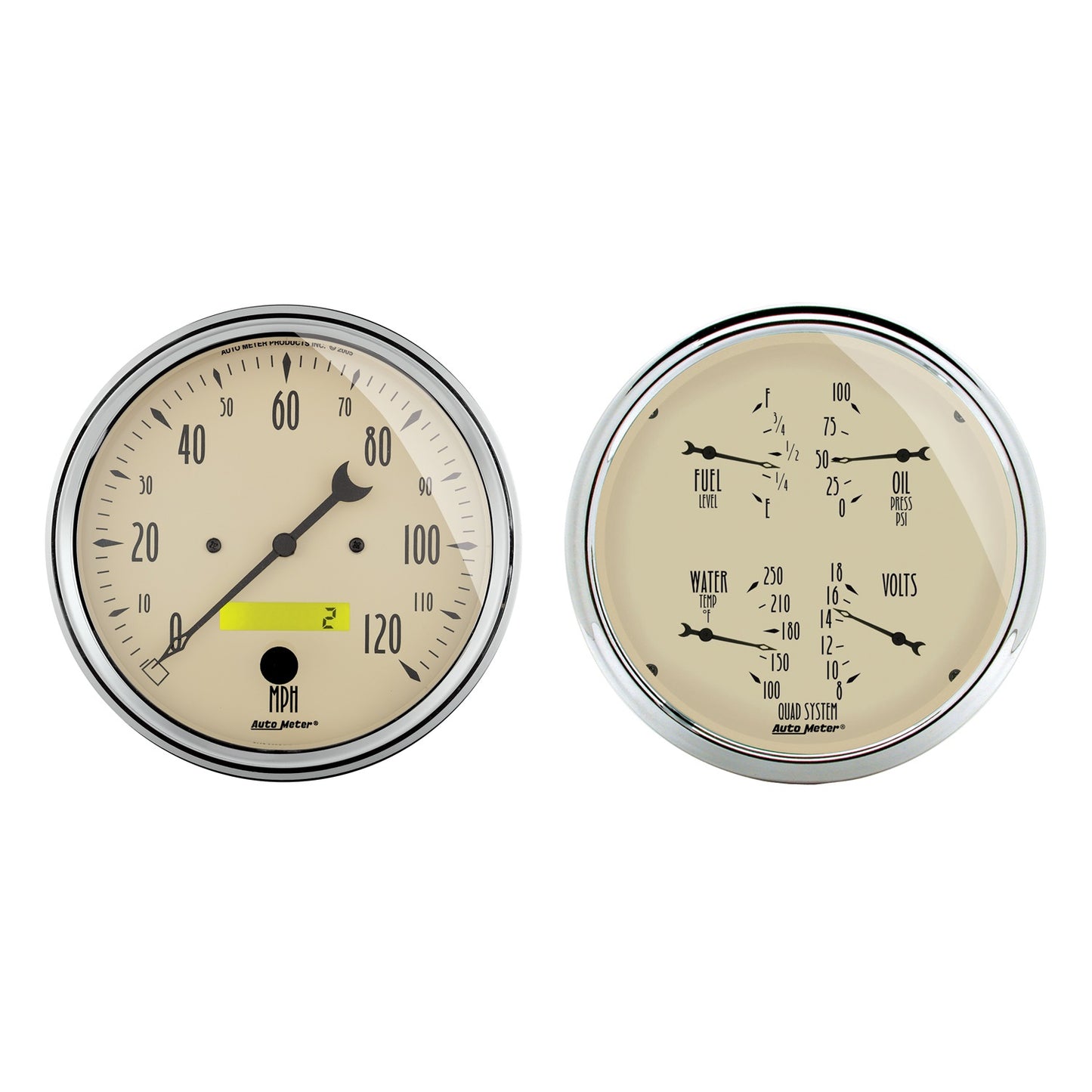 AutoMeter 2 PC. GAUGE KIT 5 in. QUAD & SPEEDOMETER 240-33 O ANTIQUE BEIGE 1803
