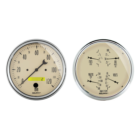 AutoMeter 2 PC. GAUGE KIT 5 in. QUAD & SPEEDOMETER 240-33 O ANTIQUE BEIGE 1803