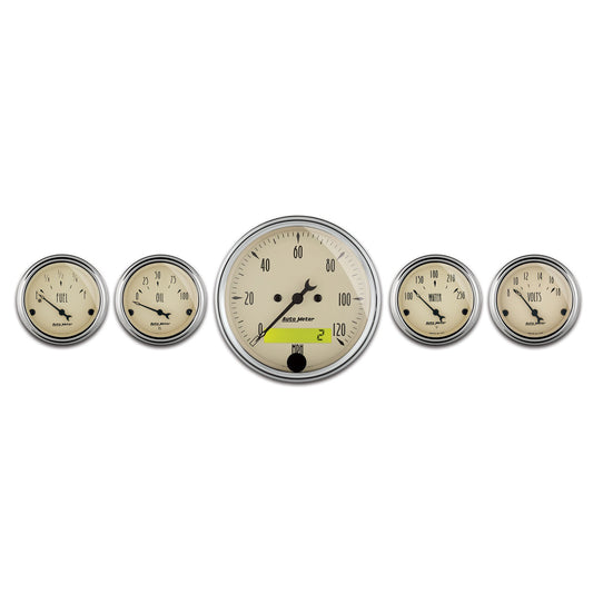 AutoMeter 5 PC. GAUGE KIT 3-1/8 in. & 2-1/16 in. ELEC. SPEEDOMETER ANTIQUE BEIGE 1809