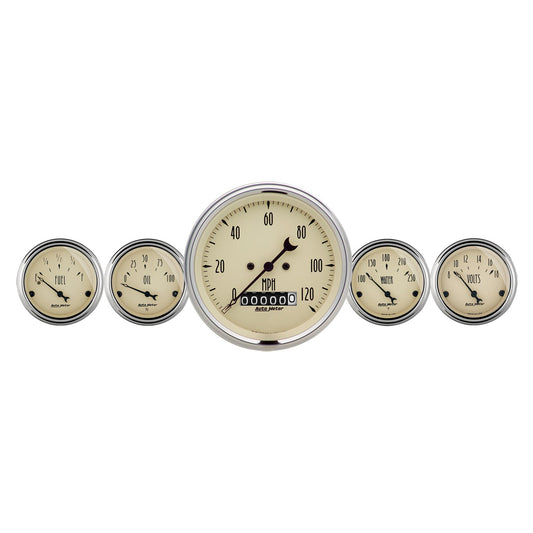 AutoMeter 5 PC. GAUGE KIT 3-3/8 in. & 2-1/16 in. ELEC. SPEEDOMETER ANTIQUE BEIGE 1840