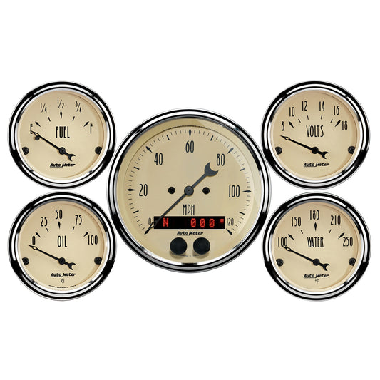 AutoMeter 5 PC. GAUGE KIT 3-3/8 in. & 2-1/16 in. GPS SPEEDOMETER ANTIQUE BEIGE 1850