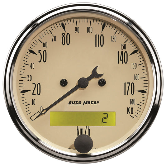 AutoMeter 3-1/8 in. SPEEDOMETER 0-190 KPH ANTIQUE BEIGE 1887-M