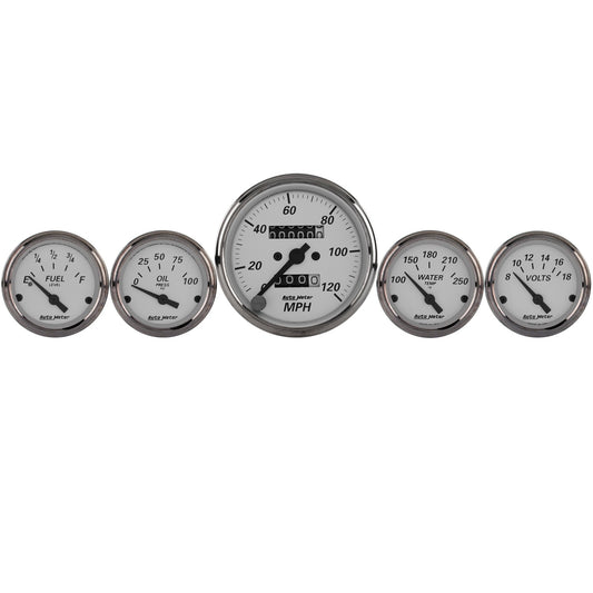 AutoMeter 5 PC. GAUGE KIT 3-1/8 in. & 2-1/16 in. MECH. SPEEDOMETER AMERICAN PLATINUM 1901