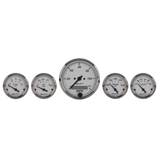 AutoMeter 5 PC. GAUGE KIT 3-1/8 in. & 2-1/16 in. ELEC. SPEEDOMETER AMERICAN PLATINUM 1902