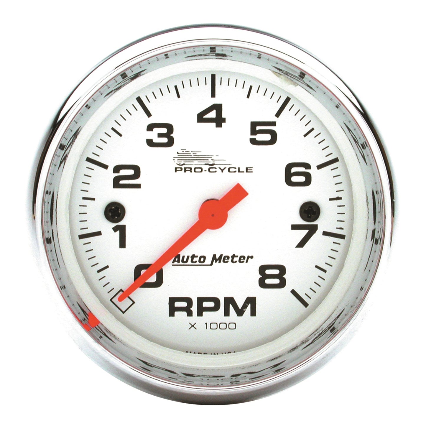 AutoMeter 2-5/8 in. TACHOMETER 0-8000 RPM WHITE PRO-CYCLE 19305
