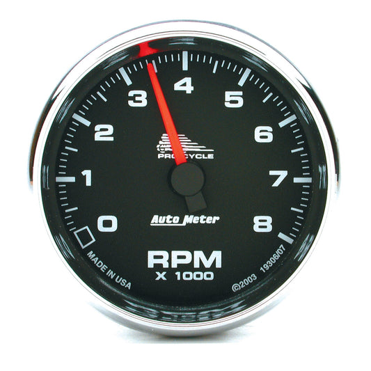 AutoMeter 2-5/8 in. TACHOMETER 0-8000 RPM BLACK PRO-CYCLE 19306