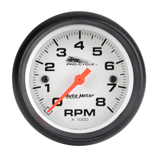 AutoMeter 2-5/8 in. TACHOMETER 0-8000 RPM WHITE PRO-CYCLE 19325