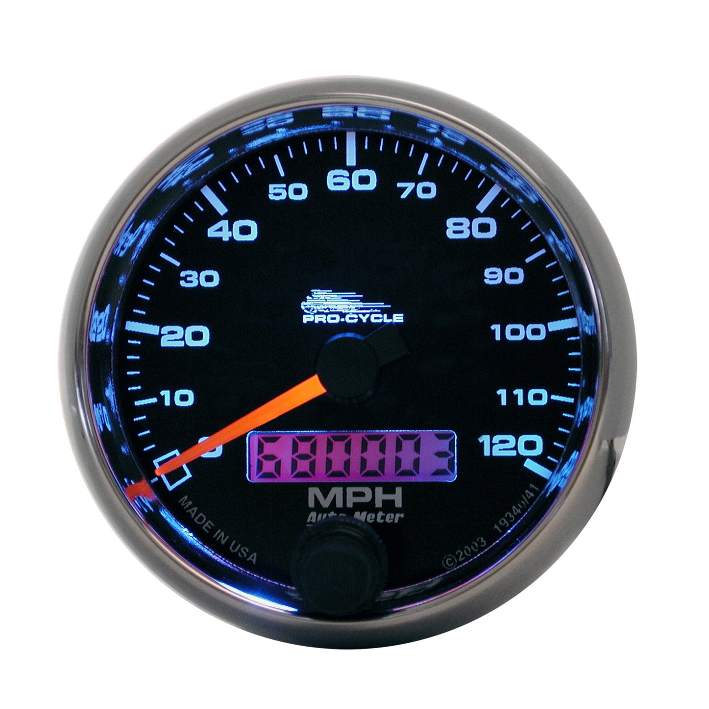 AutoMeter 2-5/8 in. SPEEDOMETER 0-120 MPH BLACK PRO-CYCLE 19340