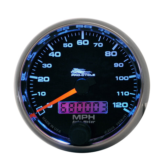 AutoMeter 2-5/8 in. SPEEDOMETER 0-120 MPH BLACK PRO-CYCLE 19340