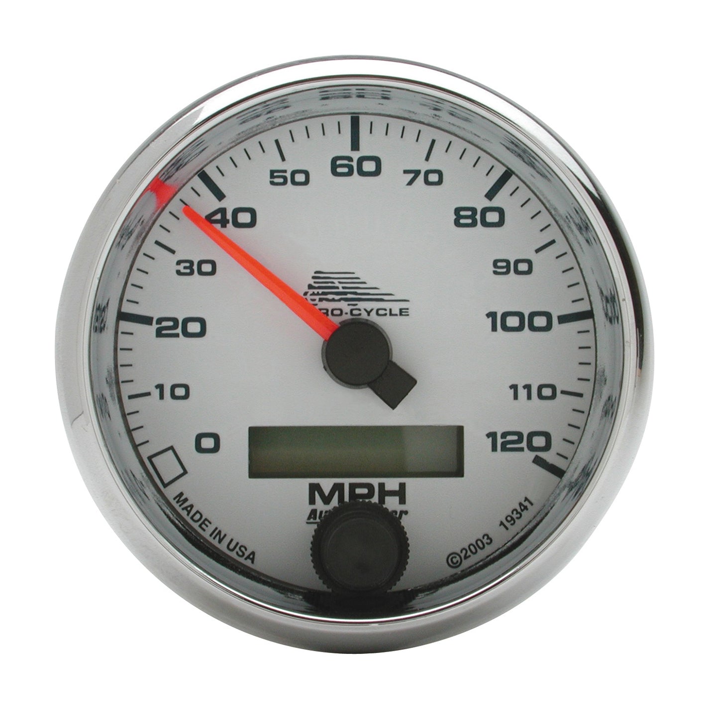 AutoMeter 2-5/8 in. SPEEDOMETER 0-120 MPH WHITE PRO-CYCLE 19341