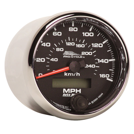 AutoMeter 2-5/8 in. SPEEDOMETER 0-160 MPH 0-260 KPH BLACK PRO-CYCLE 19344