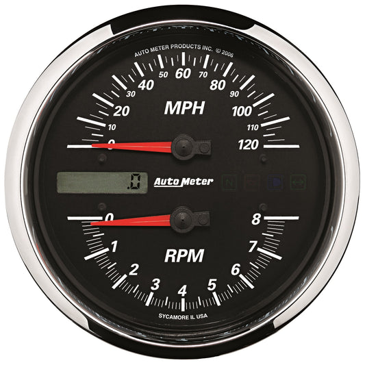 AutoMeter 5 in. DIRECT FIT TACHOMETER/SPEEDOMETER COMBO 8K RPM/120 MPH BLACK PRO-CYCLE 19466