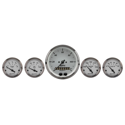 AutoMeter 5 PC. GAUGE KIT 3-3/8 in. & 2-1/16 in. GPS SPEEDOMETER AMERICAN PLATINUM 1950