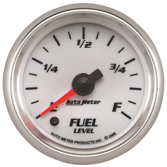 AutoMeter 2-1/16 in. FUEL LEVEL PROGRAMMABLE 0-280 O WHITE PRO-CYCLE 19709