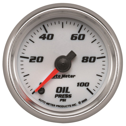 AutoMeter 2-1/16 in. OIL PRESSURE 0-100 PSI WHITE PRO-CYCLE 19752