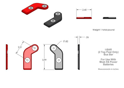 XS Power Batteries I-BAR Multi Top Post Terminal Adaptor - Top Only 556