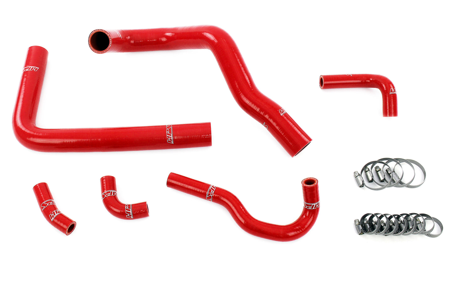 HPS Performance 3-ply Reinforced Silicone Replaces OEM Rubber Radiator And Heater Coolant Hoses 57-2148-RED