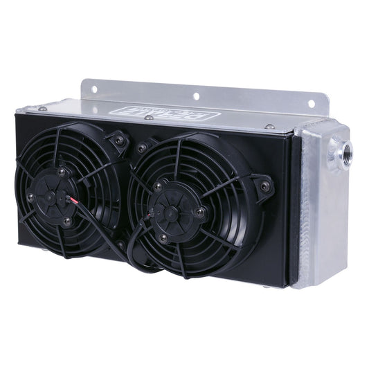 Derale 11 Row Hi-Flow Racing Remote Fluid Cooler with Dual Fans, 7/8-14 UNF O-ring 65840