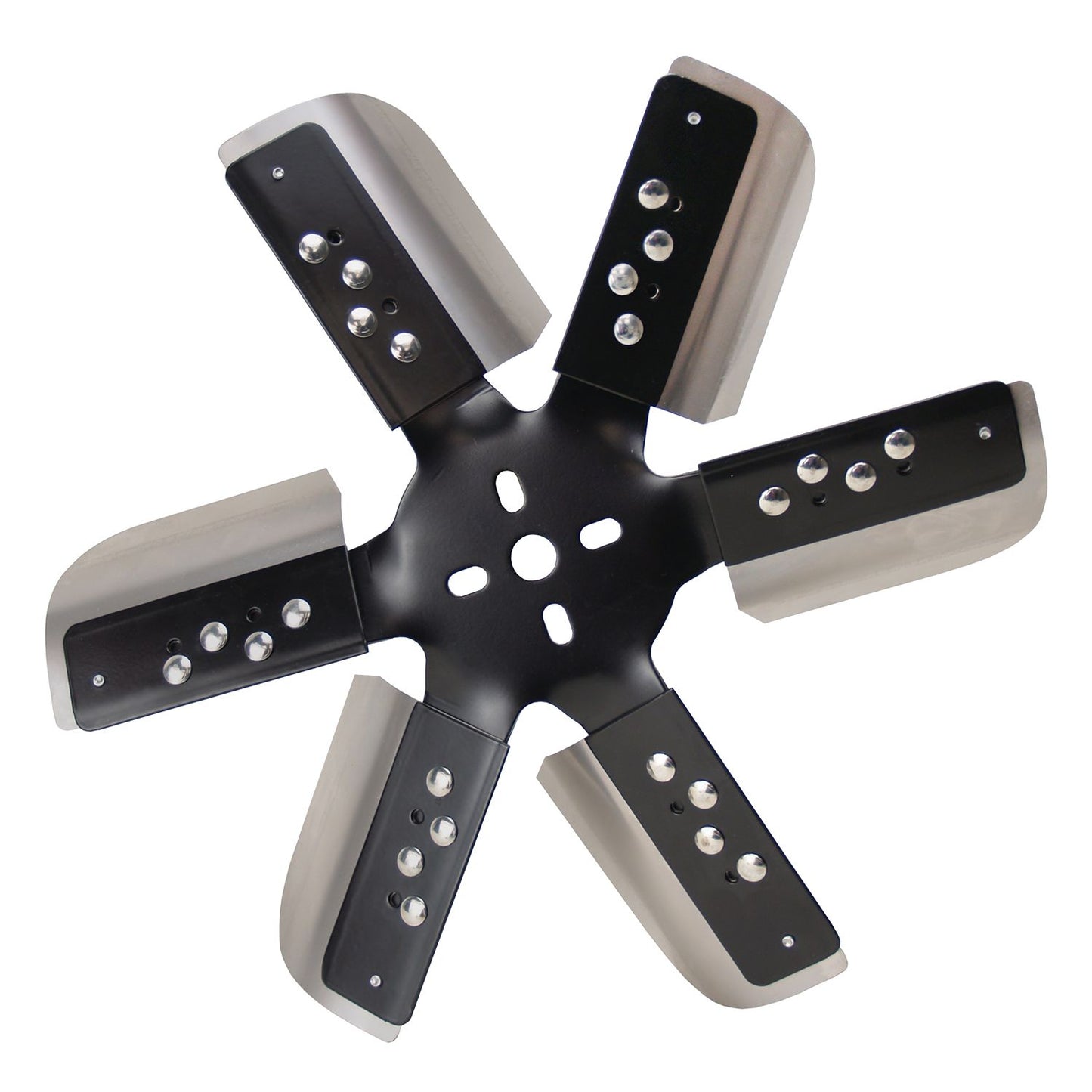 Derale 15" Heavy Duty Stainless Steel Reverse Rotation Flex Fan, Black Hub 17615