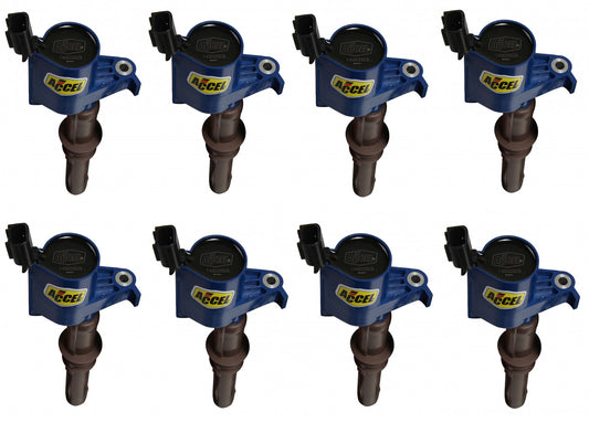 ACCEL Igntion Coil - Super Coil - 2008-2014 Ford 4.6L/5.4L/6.8L 3-valve engine , Blue, 8-Pack 140033EB-8