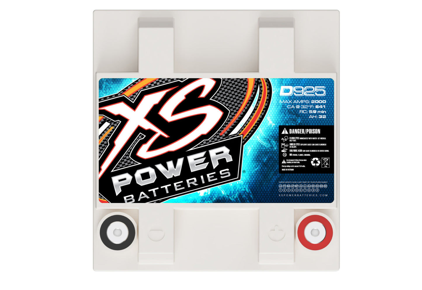 XS Power Batteries 12V AGM D Series Batteries - M6 Terminal Bolts Included 2000 Max Amps D925