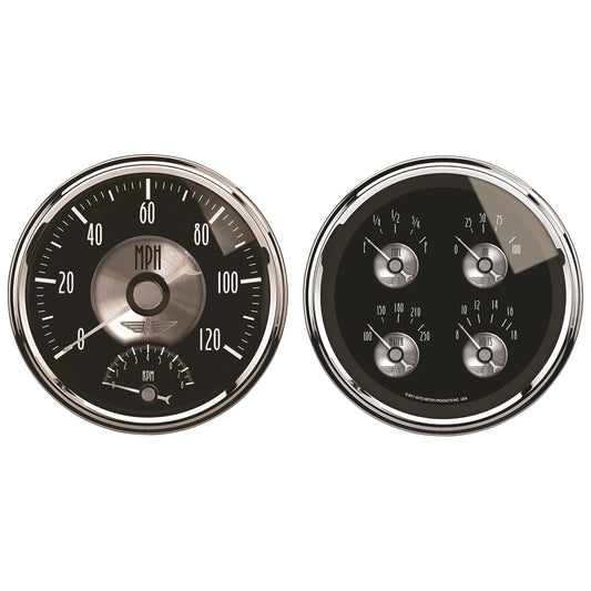 AutoMeter 2 PC. GAUGE KIT 5 in. QUAD & TACH/SPEEDO 240-33 O PRESTIGE BLK. DIAMOND 2005