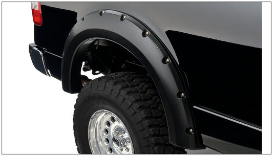 Bushwacker 20054-02 Black Pocket/Rivet Style Smooth Finish Rear Fender Flares For 2004-2008 Ford F-150