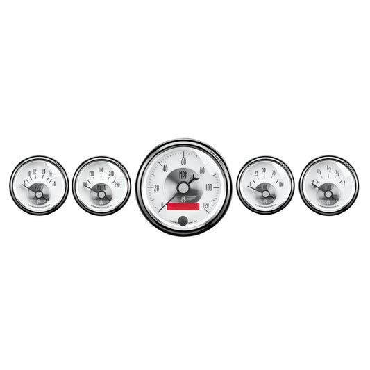AutoMeter 5 PC. GAUGE KIT 3-3/8 in. & 2-1/16 in. ELEC. SPEEDO W/ LCD ODO PRESTIGE PEARL 2006
