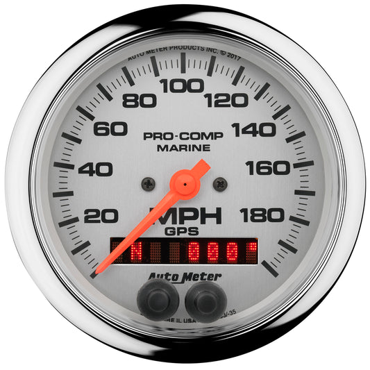 AutoMeter 3-3/8 in. GPS SPEEDOMETER 0-200 MPH MARINE CHROME ULTRA-LITE 200639-35
