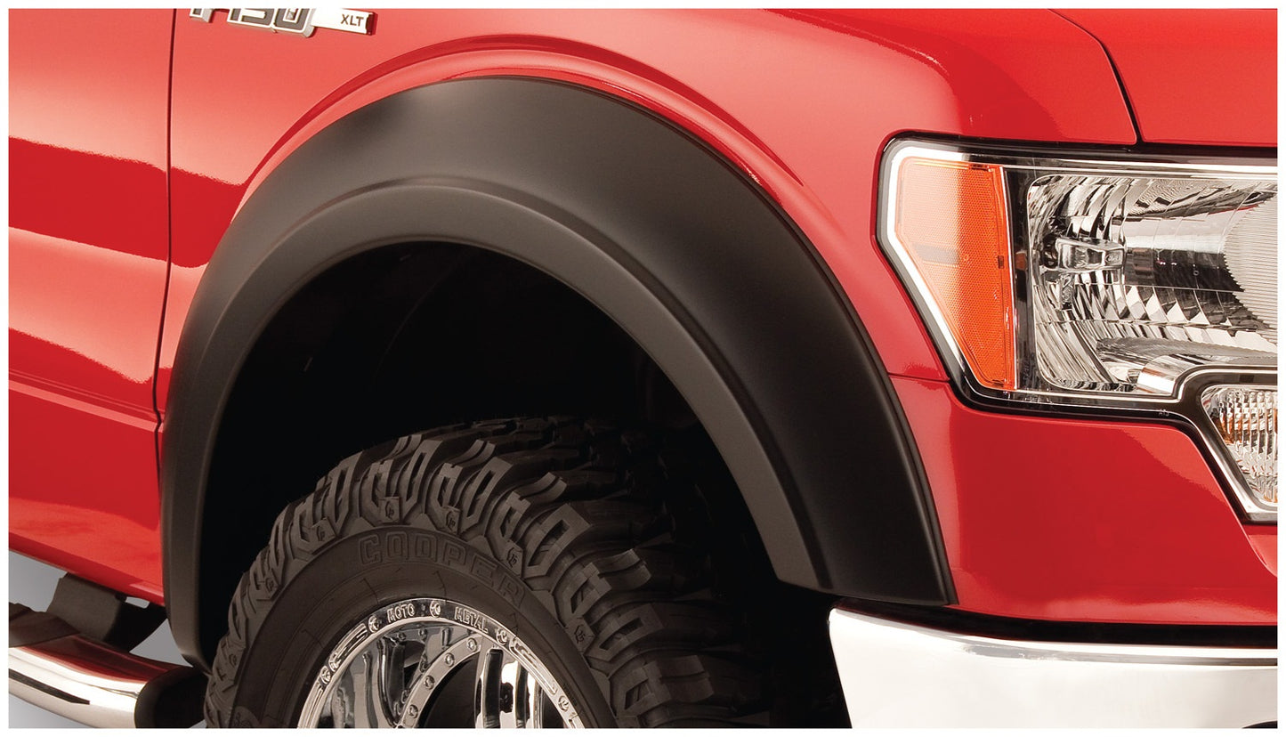 Bushwacker 20069-02 Black Extend-A-Fender Style Smooth Finish Front Fender Flares For 2009-2014 Ford F-150 (Excludes Raptor)