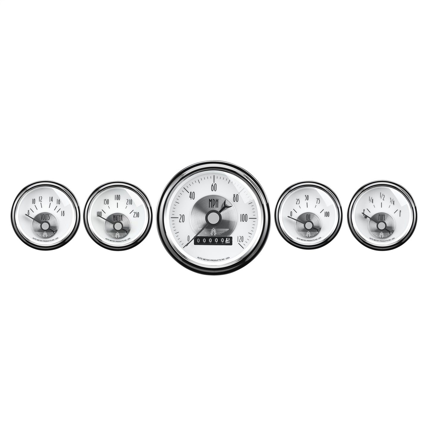 AutoMeter 5 PC. GAUGE KIT 3-3/8 in. & 2-1/16 in. ELEC. SPEEDO W/ WHEEL ODO PRESTIGE PEARL 2007