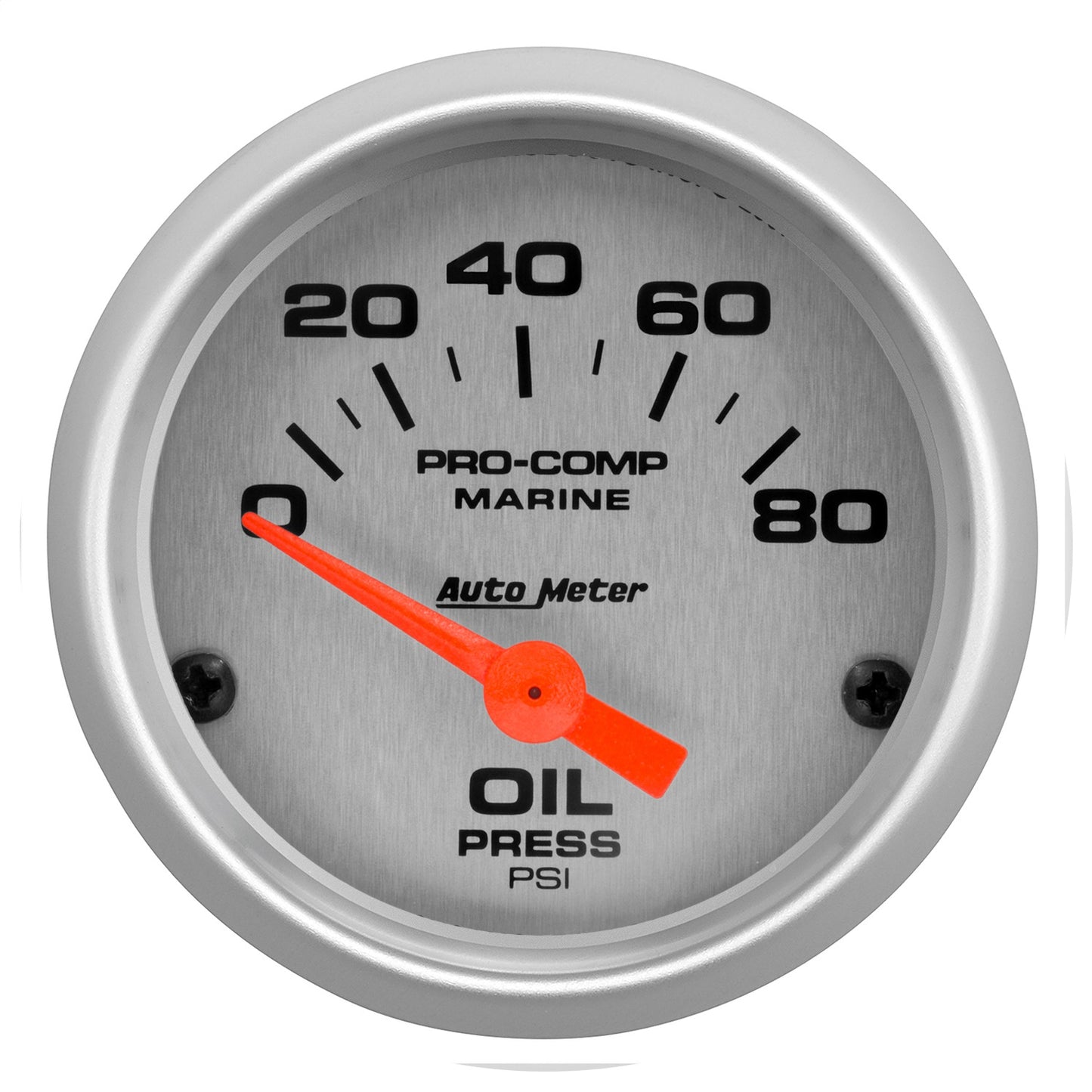 AutoMeter 2-1/16 in. OIL PRESSURE 0-80 PSI MARINE SILVER ULTRA-LITE 200744-33