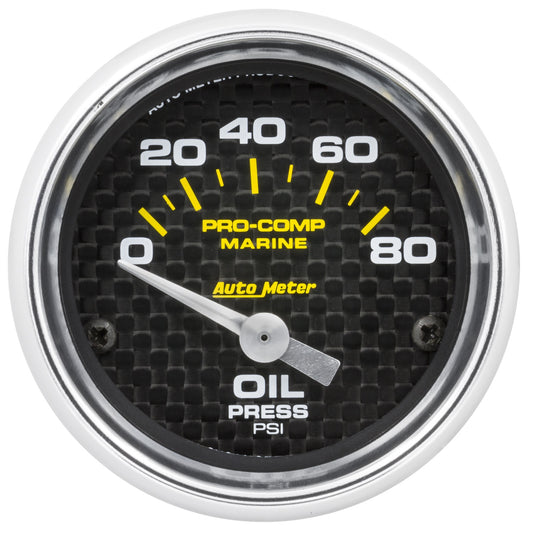 AutoMeter 2-1/16 in. OIL PRESSURE 0-80 PSI MARINE CARBON FIBER 200744-40