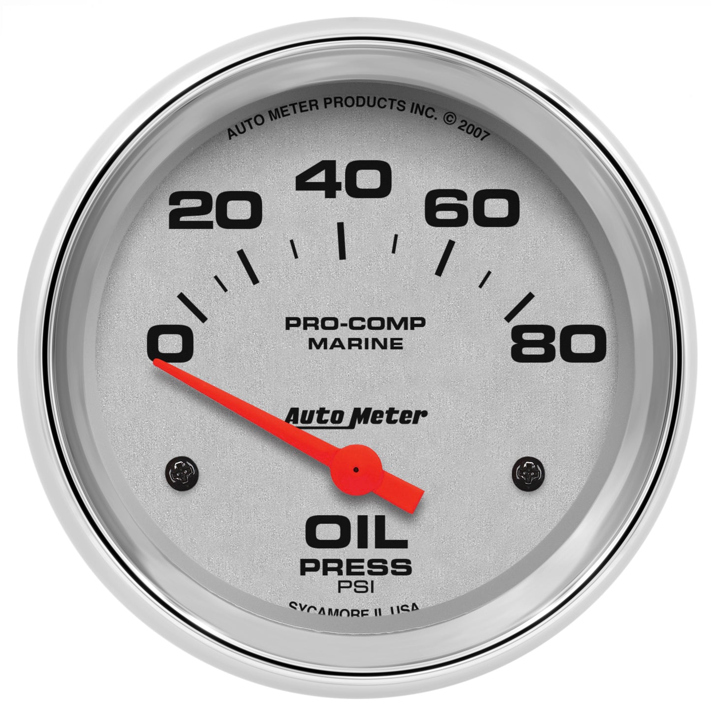 AutoMeter 2-5/8 in. OIL PRESSURE 0-80 PSI MARINE CHROME ULTRA-LITE 200747-35