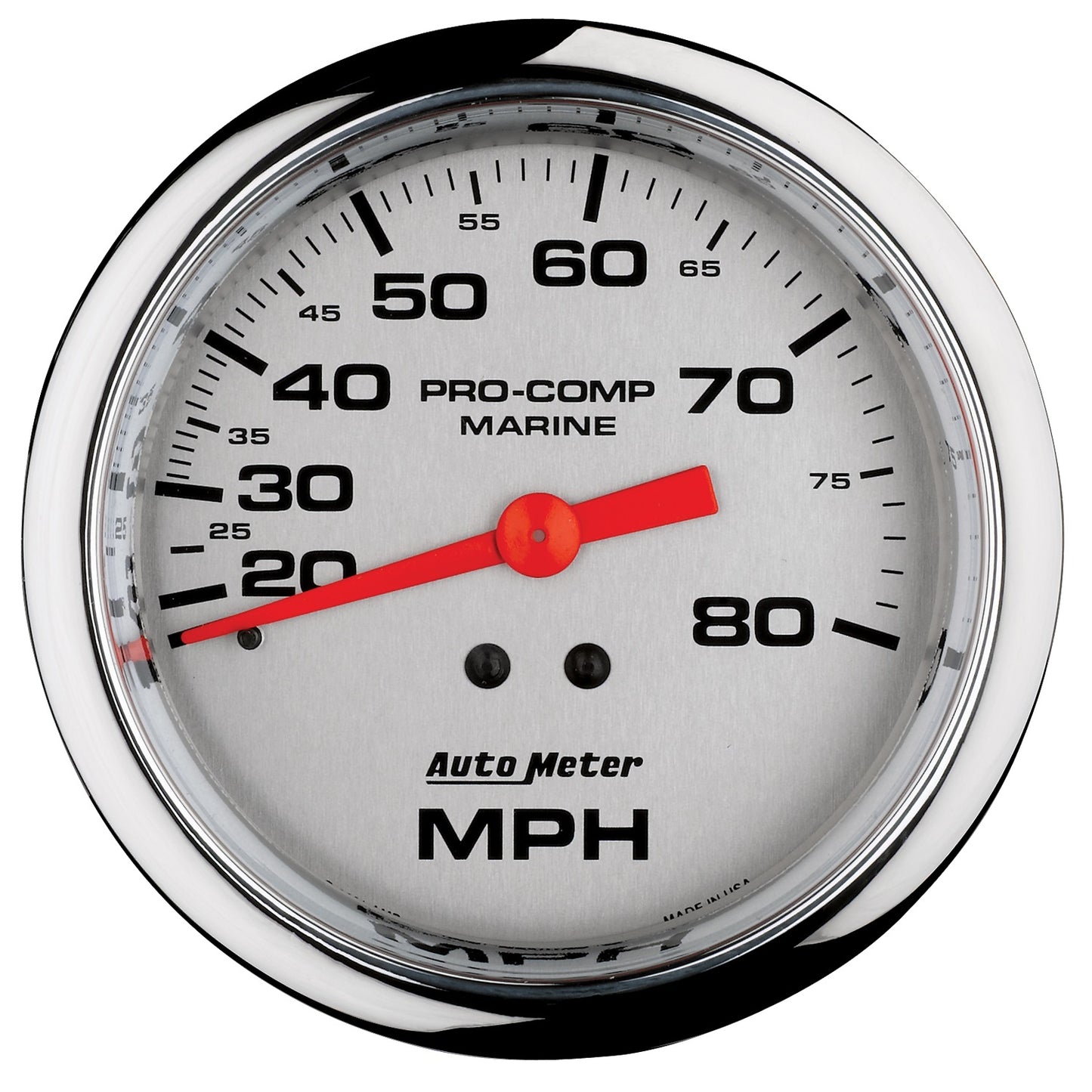 AutoMeter 3-3/8 in. MECHANICAL SPEEDOMETER 0-80 MPH MARINE CHROME ULTRA-LITE 200753-35