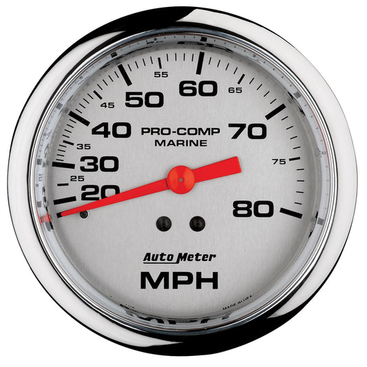 AutoMeter 3-3/8 in. MECHANICAL SPEEDOMETER 0-80 MPH MARINE CHROME ULTRA-LITE 200753-35