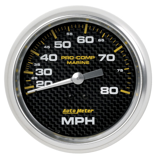 AutoMeter 3-3/8 in. MECHANICAL SPEEDOMETER 0-80 MPH MARINE CARBON FIBER 200753-40