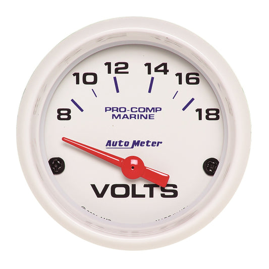 AutoMeter 2-1/16 in. VOLTMETER 8-18V MARINE WHITE 200756