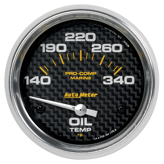 AutoMeter 2-5/8 in. OIL TEMPERATURE 140-340 Fahrenheit MARINE CARBON FIBER 200765-40