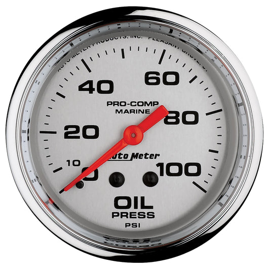 AutoMeter 2-5/8 in. OIL PRESSURE 0-100 PSI MARINE CHROME ULTRA-LITE 200777-35