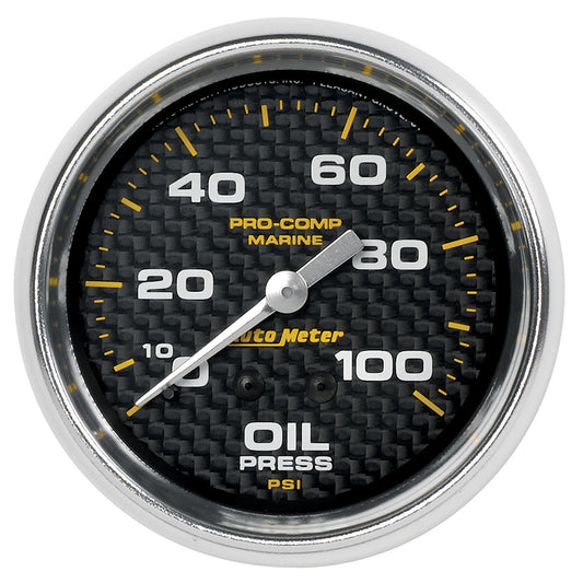 AutoMeter 2-5/8 in. OIL PRESSURE 0-100 PSI MARINE CARBON FIBER 200777-40